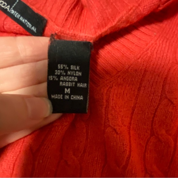 Silk/Nylon/Angora Blend Cableknit Sweater - Picture 6 of 7